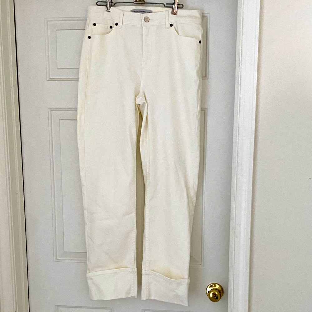 Martha Stewart Off-White Straight Leg Jeans